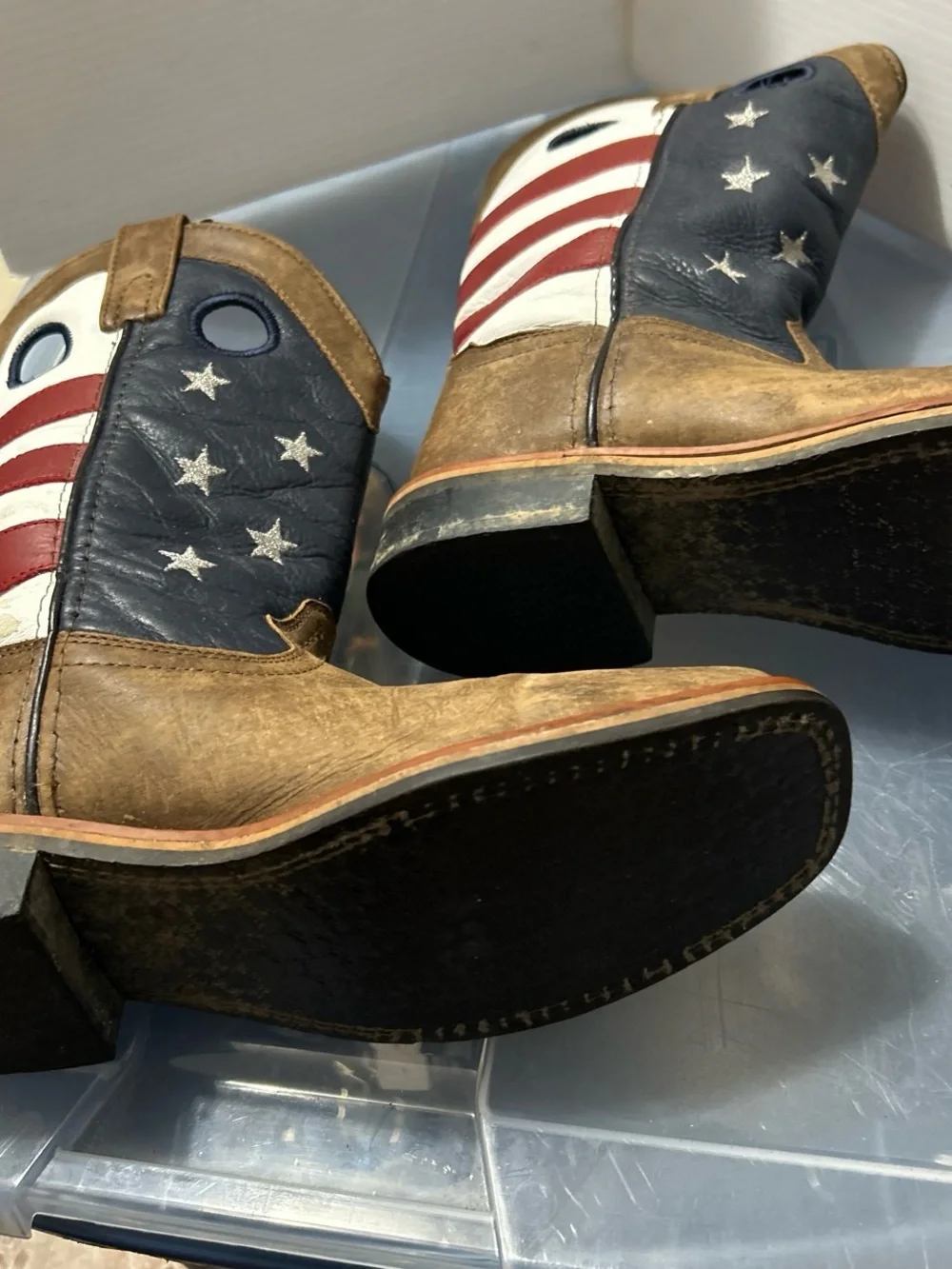 Girls Smoky Mountain Boots Brown USA Flag Size 3.5